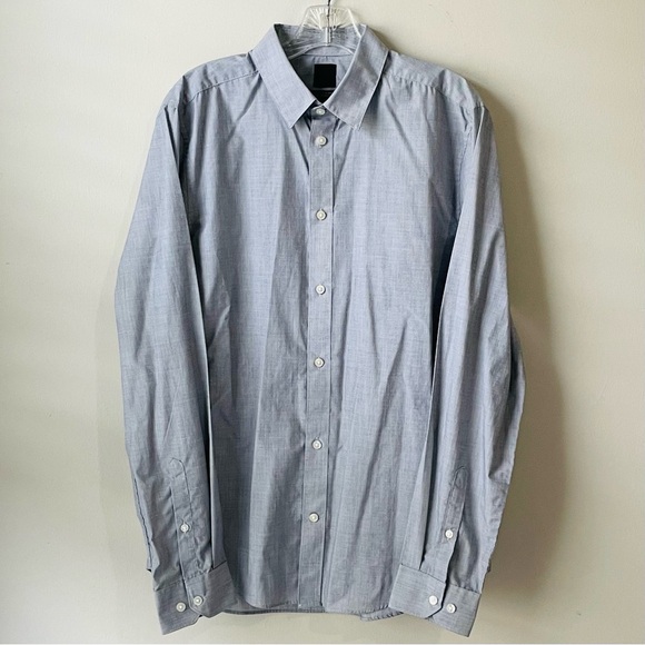 H&M mens long sleeve slim fit Dress Shirt grey gray button down size large NWOT - Picture 5 of 6